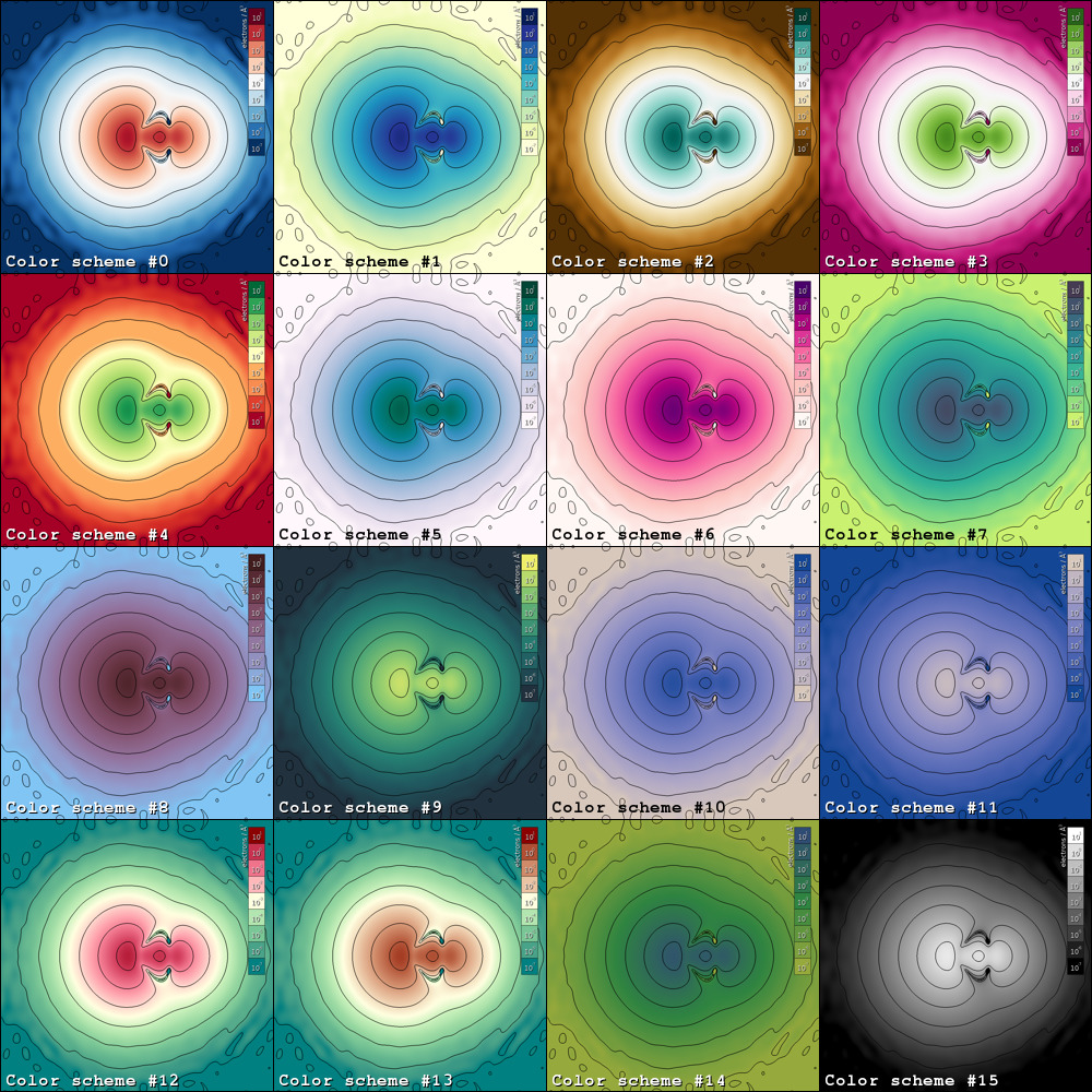 Set of 16 different color schemes.